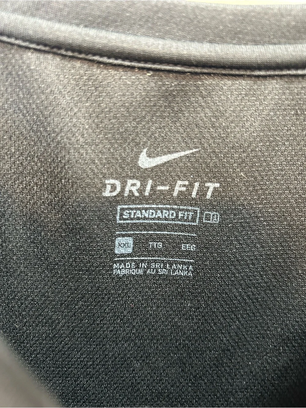 Nike Black Short Sleeve Dri-FIT Tee with Blue-to-Orange Gradient Swoosh